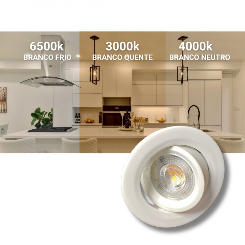 Spot Led Direcionável  3 Cores Redondo 5W 3000k / 4000k / 6500k